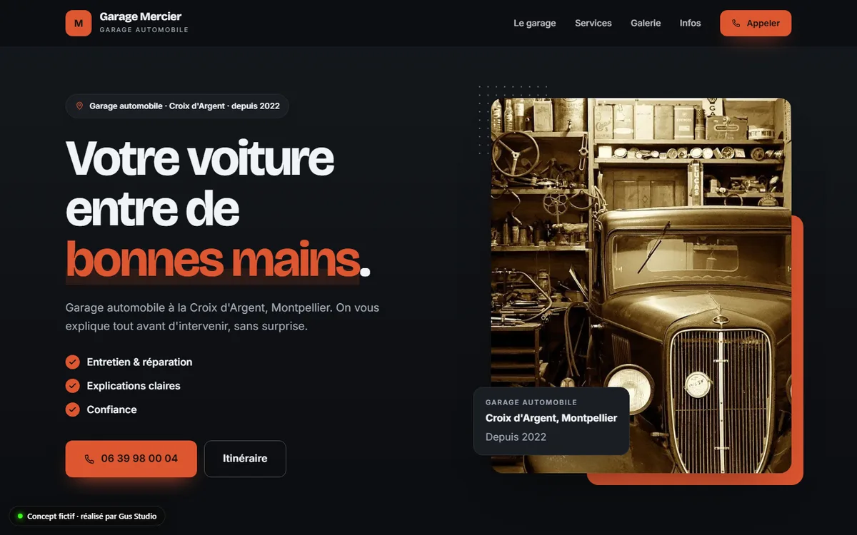 Site de Garage Mercier, garage automobile (concept)